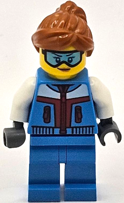 Ice Sculptor - Female, Dark Azure Jacket and Legs, Dark Orange Ponytail Hair, Ski Goggles (cty1683)