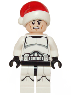 Clone Trooper - Printed Legs, Santa Hat, Scowl (sw0596)