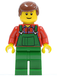 Overalls Farmer Green, Reddish Brown Male Hair, Reddish Brown Eyebrows (cty0058b)