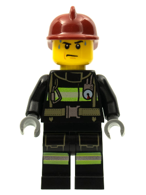 Fire - Reflective Stripes with Utility Belt, Dark Red Fire Helmet, Sweat Drops (cty0351)