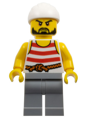 Pirate 2 - Red and White Stripes, Light Bluish Gray Legs, Beard (pi160)