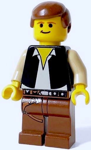Han Solo - Yellow Head, Black Vest over Tan Shirt, Brown Legs with Belts (sw0045)