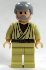 Obi-Wan Kenobi - Old, Light Bluish Gray Hair and Beard, Black Eyes (sw0174)