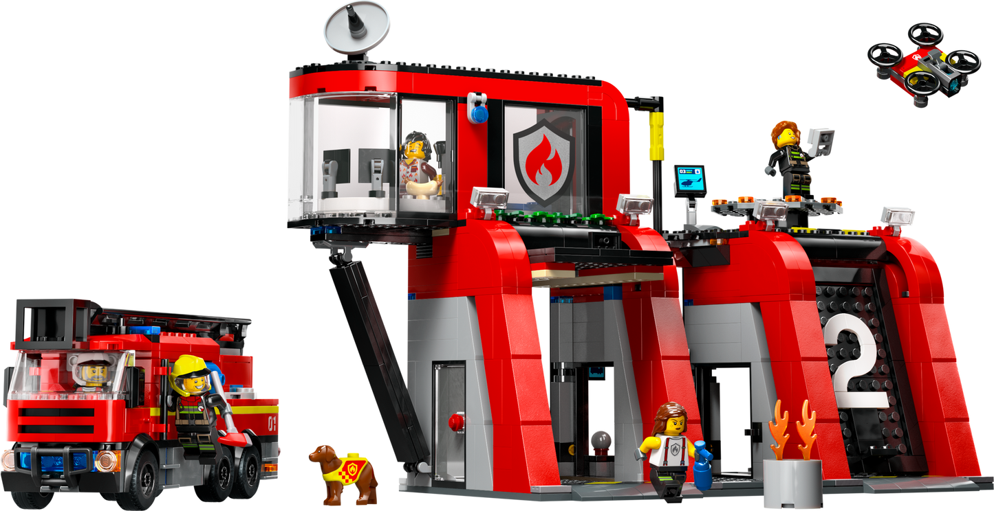 60414 Fire Station with Fire Truck