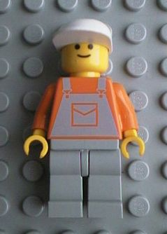 Overalls Light Gray with Pocket, Light Gray Legs, White Cap - Glued (ovr023)