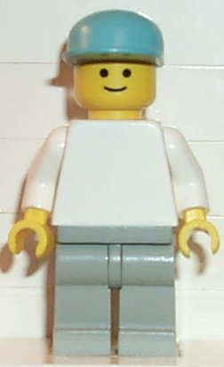Plain White Torso with White Arms, Light Gray Legs, Maersk Blue Cap (pln053)