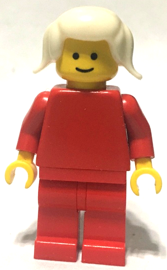 Plain Red Torso with Red Arms, Red Legs, White Pigtails Hair (pln101)