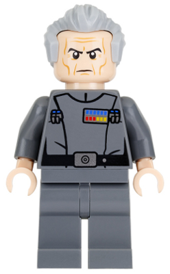 Grand Moff Wilhuff Tarkin - Dark Bluish Gray Uniform, Swept Back Hair, Black Eyebrows (sw0770)
