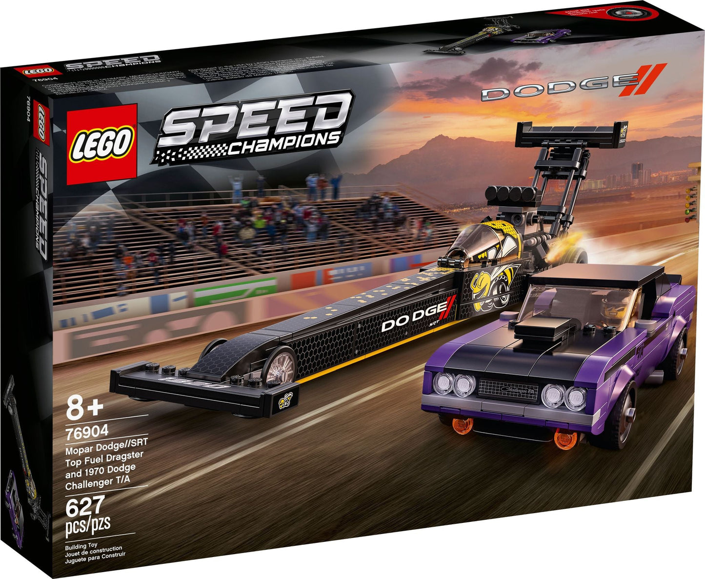 76904 Mopar DodgeSRT Top Fuel Dragster and 1970 Dodge Challenger T/A (Retired) LEGO Speed Champions