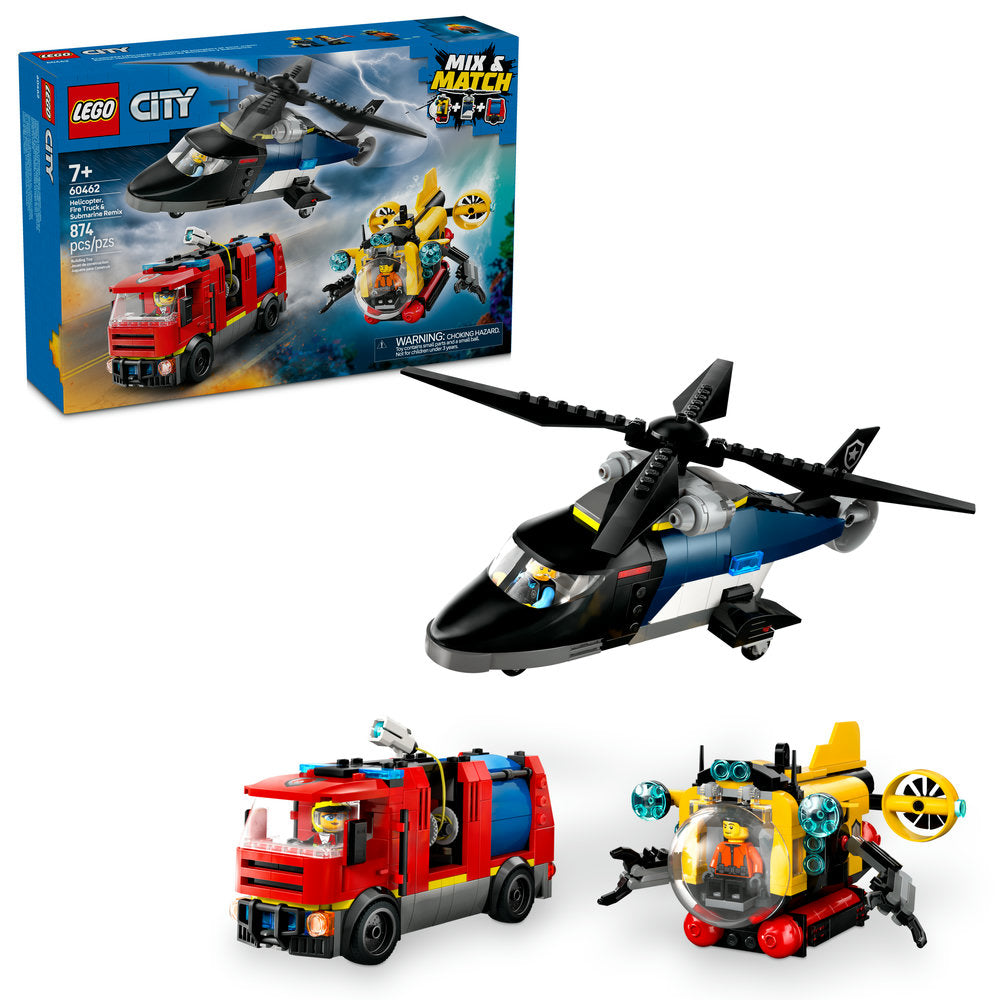 60462 Helicopter, Fire Truck & Submarine Remix (Retired) LEGO City