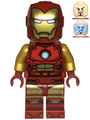 Iron Man - Dark Red and Gold Armor, Round Arc Reactor, Pearl Gold Arms, One Piece Helmet (sh0910)