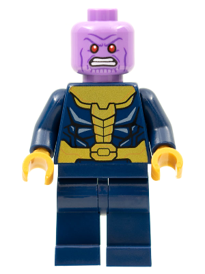 Thanos - Minifigure, Dark Blue and Gold Outfit, Dark Blue Arms, Pearl Gold Hands, Plain Legs (sh0761)