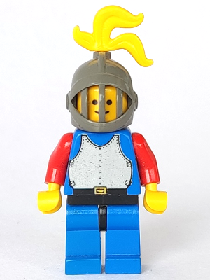 Breastplate - Blue with Red Arms, Blue Legs with Black Hips, Dark Gray Grille Helmet, Yellow Plume (cas180)