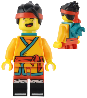 Monkie Kid - Bright Light Orange Robe, Dark Turquoise Neck Bracket and Clip, Angry / Happy (mk113)