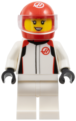 Formula 1 Driver, Haas - Female, White Racing Suit, Red Helmet, Trans-Clear Visor (cty1848)