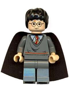 Harry Potter - Gryffindor Stripe Torso, Dark Bluish Gray Legs, Plain Black Cape (hp056a)