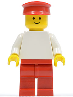 Plain White Torso with White Arms, Red Legs, Red Hat (pln072)