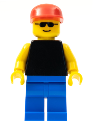 Plain Black Torso with Yellow Arms, Blue Legs, Sunglasses, Red Cap (pln014)