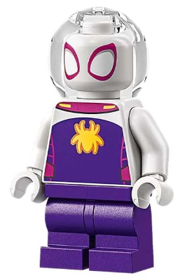 Ghost-Spider (Gwen Stacy) - Dark Purple Medium Legs, Trans-Clear Fishbowl Helmet, Yellow Spider Logo (sh0863)