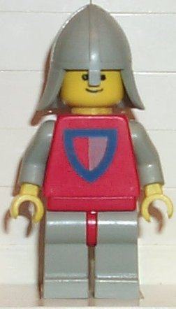 Classic - Knight, Shield Red/Gray, Light Gray Legs with Red Hips, Light Gray Neck-Protector (cas233)