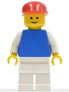 Plain Blue Torso with White Arms, White Legs, Red Cap (pln148)