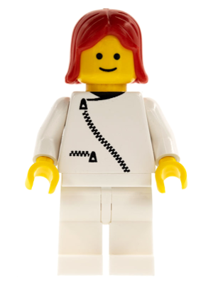 Jacket with Zipper - White, White Legs, Red Female Hair (zip034)