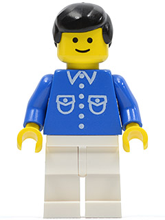 Shirt with 6 Buttons - Blue, White Legs, Black Male Hair (but039)