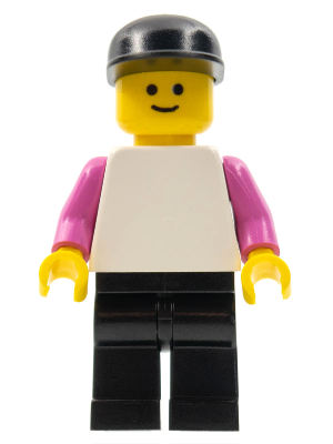 Plain White Torso with Dark Pink Arms, Black Legs, Black Cap (pln165)