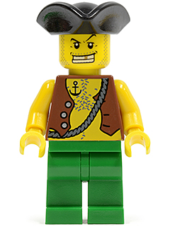 Pirate Vest and Anchor Tattoo, Green Legs, Tricorne Hat (pi097)