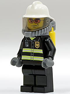 Fire - Reflective Stripes, Black Legs, White Fire Helmet, Breathing Neck Gear with Air Tanks, Orange Glasses (cty0026)