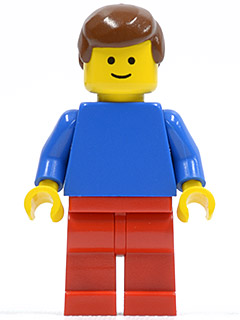 Plain Blue Torso with Blue Arms, Red Legs, Brown Male Hair (pln023)