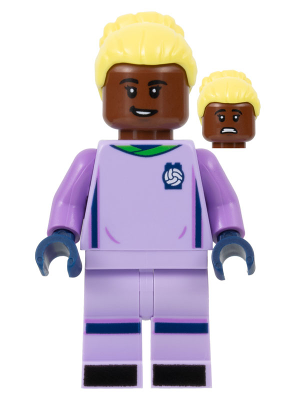 Soccer Goalie, Female, Lavender Uniform, Reddish Brown Skin, Bright Light Yellow Hair (soc154)