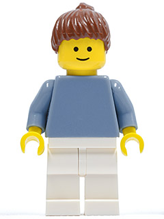 Plain Sand Blue Torso with Sand Blue Arms, White Legs, Reddish Brown Hair with Ponytail (pln161)