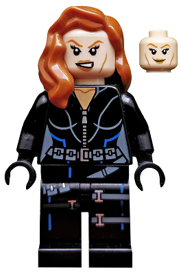 Black Widow - Black Jumpsuit, Dark Orange Mid-Length Hair, Printed Legs, Black Hands, Dark Orange Eyebrows (sh0035)