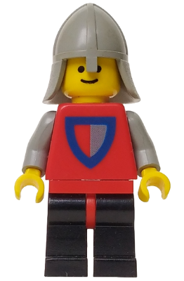 Classic - Knight, Shield Red/Gray, Black Legs with Red Hips, Light Gray Neck-Protector (cas074)