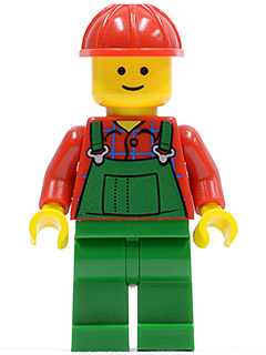 Overalls Farmer Green, Red Construction Helmet (twn106)