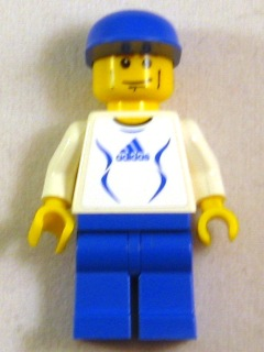 Soccer Player White - Adidas Logo, White and Blue Torso Stickers (#4) (soc134s)