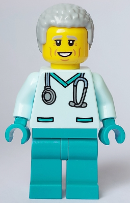 Veterinarian - Male, Light Aqua Scrubs, Dark Turquoise Legs, Light Bluish Gray Hair (cty1649)