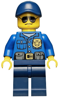 Police - City Officer, Gold Badge, Dark Blue Cap with Hole, Sunglasses (cty0465)
