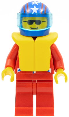 Jacket 2 Stars Red - Red Legs, Blue Helmet 4 Stars & Stripes, Trans-Light Blue Visor, Life Jacket (jstr001)