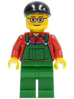 Overalls Farmer Green, Black Short Bill Cap and Glasses (cty0245)