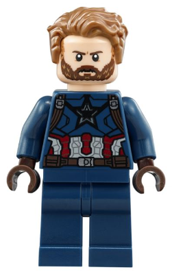 Captain America - Dark Blue Suit with Dark Brown Belt and Harness, Dark Brown Hands, Hair (sh0495)