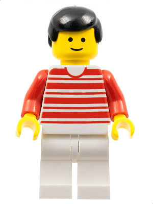 Horizontal Lines Red - Red Arms - White Legs, Black Male Hair (hor013)
