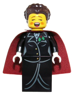 Caroler, Female - Gold Buttons and Holly Lapel Pin (hol063)