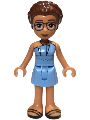 Friends Olivia (Adult) - Bright Light Blue Dress, Black Sandals (frnd0679)