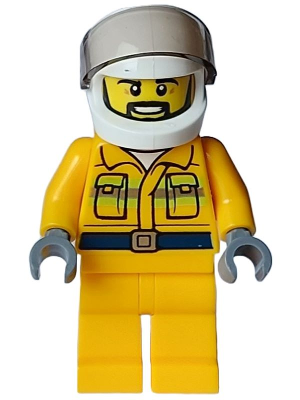 Fire - Male, Reflective Stripes, Bright Light Orange Jacket and Legs, White Helmet, Trans-Brown Visor (cty1597)