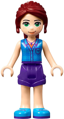 Friends Mia - Dark Purple Shorts, Dark Azure Plaid Shirt, Dark Red Ponytail (frnd0274)