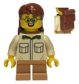 Camper, Male Child, Tan Shirt, Medium Nougat Short Legs, Glasses, Backpack (cty0915)