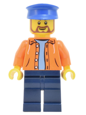 Skyline Express Man - Orange Jacket with Hood over Light Blue Sweater, Dark Blue Legs, Blue Hat (bdp022)