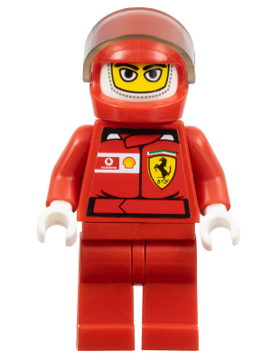 F1 Ferrari Driver with Helmet and Balaclava - with Torso Stickers (rac024as)